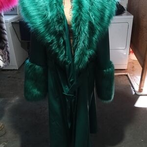 Fashion Nova Green Faux Fur Cape